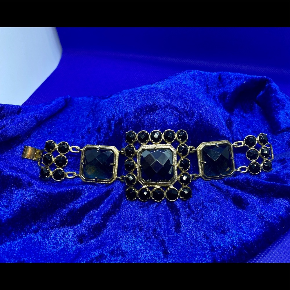Chunky Black & Smoky Quartz Bracelet